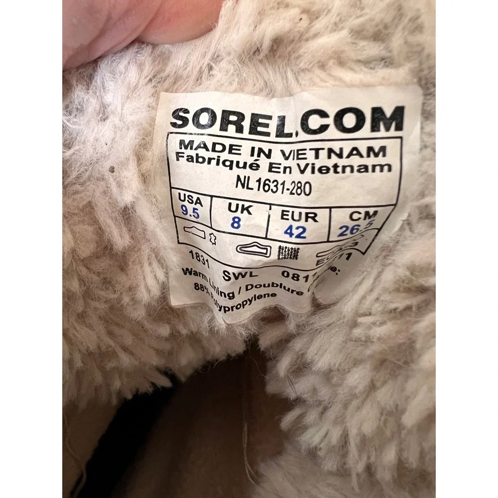 Sorel Winter Carnival Boots Buff Black Waterproof Snow NL1631-280 Womens 9.5